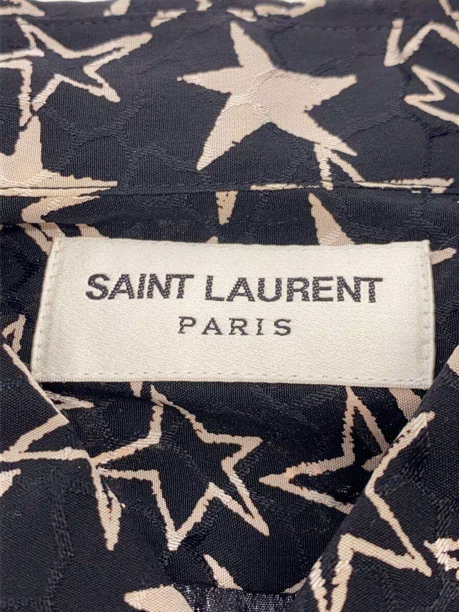 SAINT LAURENT Long Sleeve Shirt, Size 14.5, Silk, Black, All-Over Print, 01SZ 56 thumbnail 3