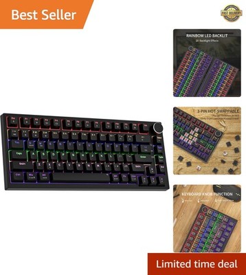 GM326 75% Percent Mechanical Keyboard,Wired Mini Backlit Hot Swappable Gaming...