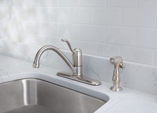 OakBrook 67814W-1104 1-Handle Brushed Nickel Side Sprayer Kitchen Faucet 1.8 GPM