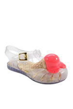 Mini Melissa Girls Rubber Logo Ice Cream Cone Sandals Clear Pink Size 7