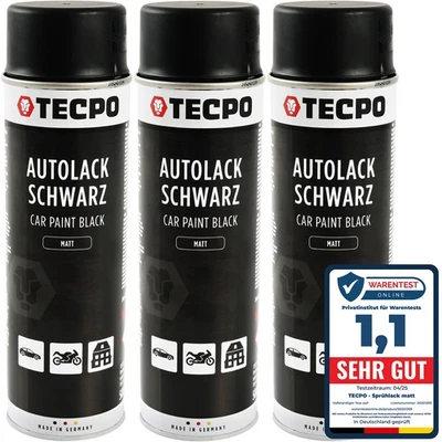 LACKSPRAY SCHWARZ MATT 3x 500ml AUTOLACK RALLYSCHWARZ MATT-SPRÜH-LACK FARBSPRAY - Bild 1 von 4