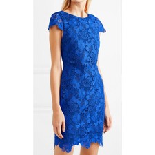 Alice + Olivia Clover Guipure Royal Blue Lace Shift Dress Wedding Guest Cocktail