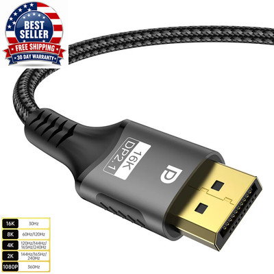 16K DP 2.1 8K@120Hz/60Hz 4K@240Hz 80Gbps HDR Video Audio Displayport Cable for L
