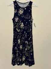 Old Navy Women’s Navy Blue Floral Sleeveless Midi Dress Size S New with Tags