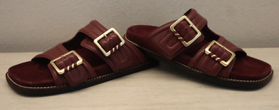 Free People Women's Sz 6 Burgundy Sage Square Toe Suede Footbed Slides Sandals