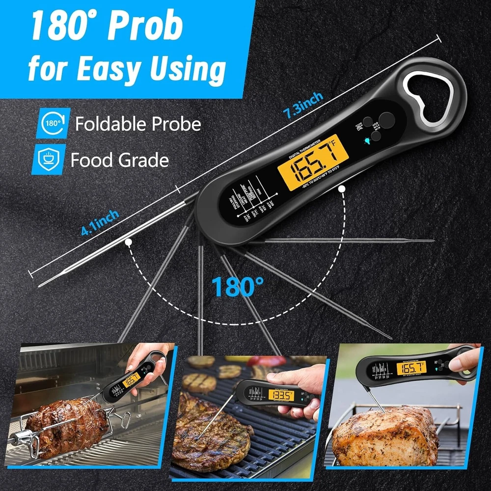 Meat Thermometer Digital, Instant Read Food Thermometer - Waterproof for Cooking