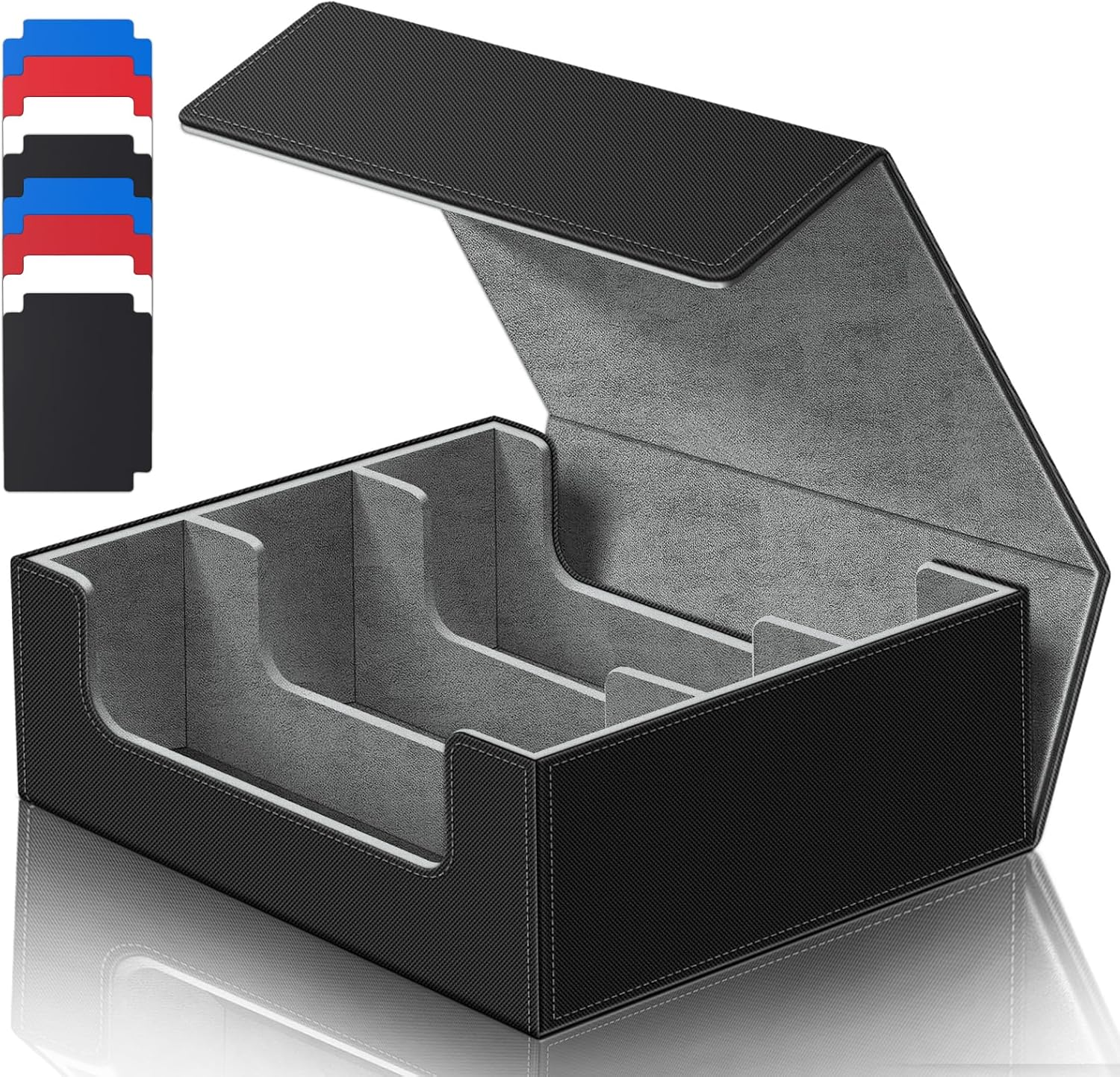 Card Deck Box for Trading Cards, 1800+ Trading Card Storage Case with 8 Pcs Card