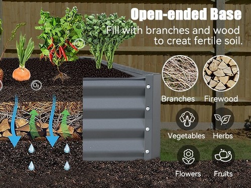Domi 6x3x1ft Metal Galvanized Raised Garden Bed, Dark Grey Planter Box - Picture 6 of 13
