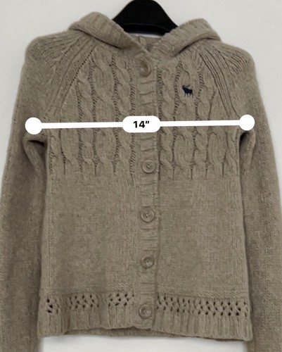 Abercrombie & Fitch Girls Hooded Cable Knit Cardigan Button Up Sweater Beige XL - Picture 4 of 14