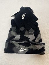 Nike Beanie Youth Grey Camo Glove Set  Boys