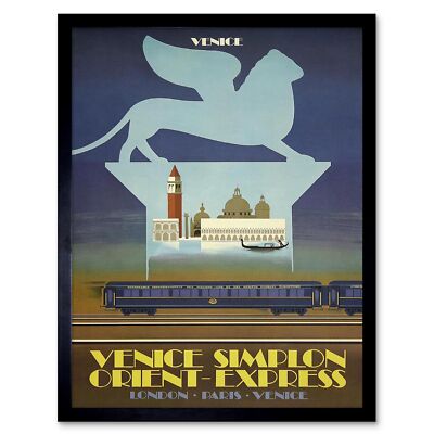 Reise Tourismus Simplon Tunnel Orient Express Venedig London Paris UK gerahmter Druck