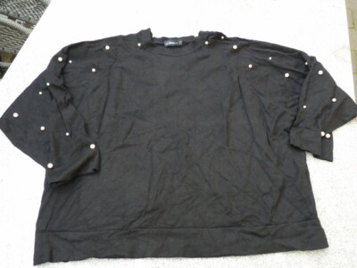 ZARA Knit Pullover schwarz mit Perlen an den Armen M
