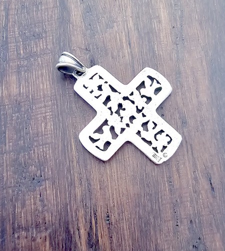 Retired James Avery La Paloma Dove Flower Cross Pendant - Picture 3 of 4