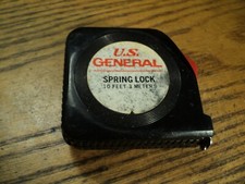 Vintage 10 Feet 3 Meters U.S. General Spring Lock Tape Measure Tool   Dual Scale