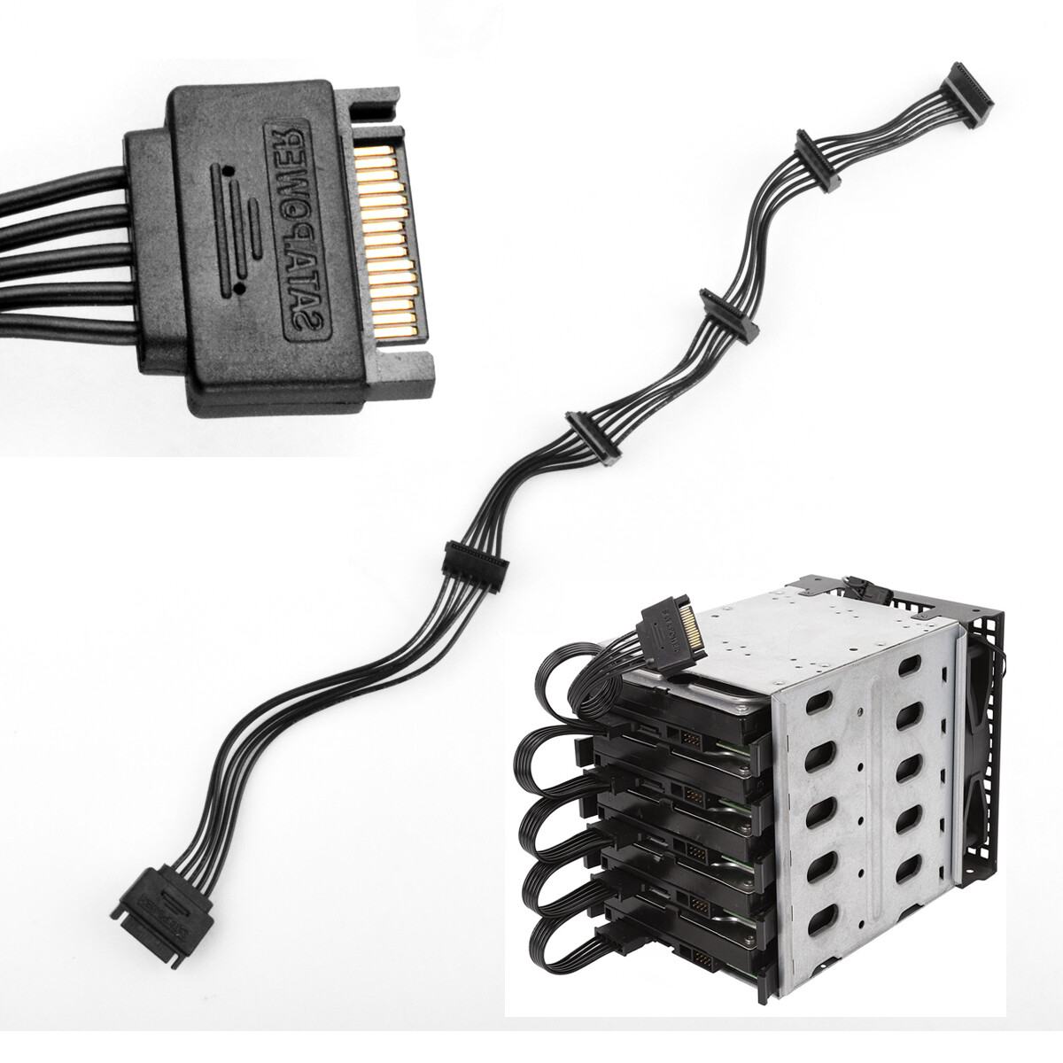 Cavo Splitter SATA Power – Da 1 Maschio A 8 Femmine – Per HDD, SSD E Altri Dispositivi