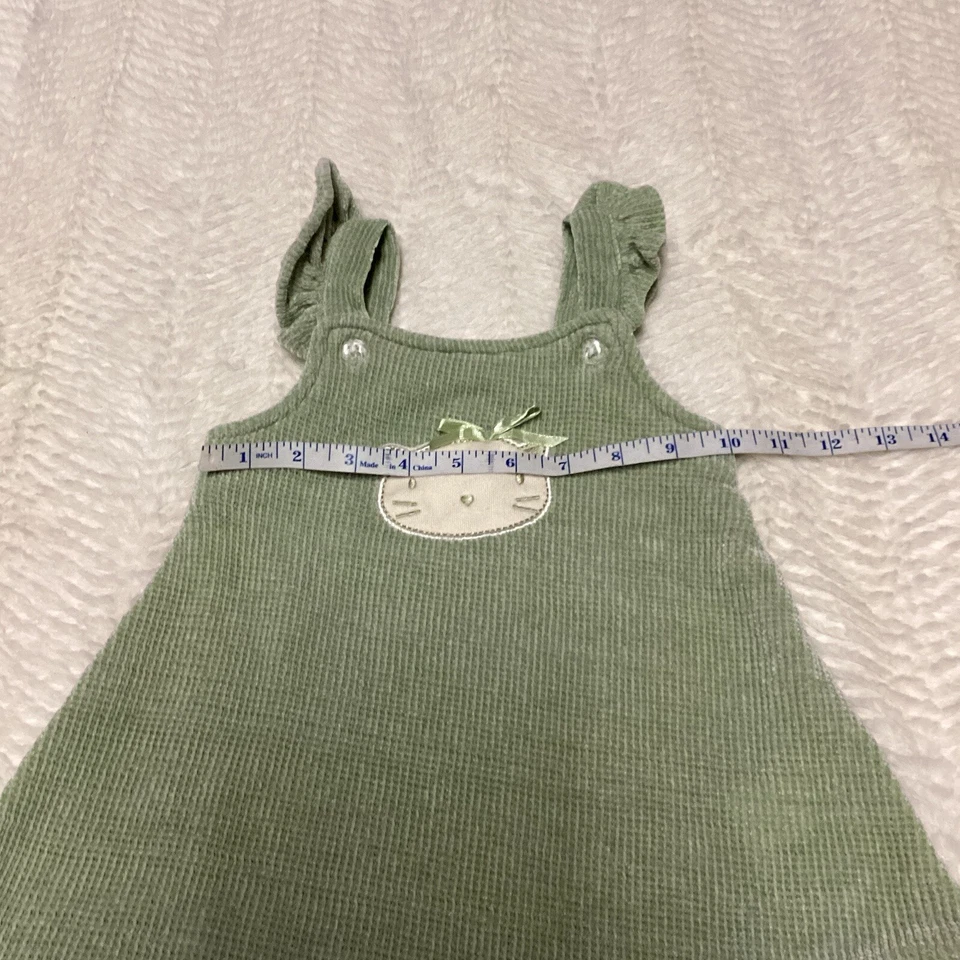 Hermoso Bebé Niñas Verde Mar Niña Bebé 18 Meses Vestido Acanalado Tejido Foto 2 de 4