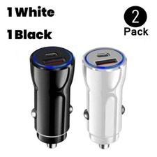 2 Pack USB-C Port PD Super Fast Car Charger Adapter For iPhone Samsung Android