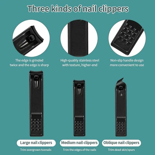 18Pieces Manicure Nail Clippers Grooming Kit Cuticle Remover Pedicure Care Tool - Picture 9 of 11