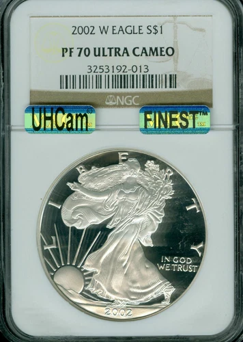 2002 W SILVER EAGLE NGC PF70 MAC UHCam FINEST GRADED MAC SPOTLESS *