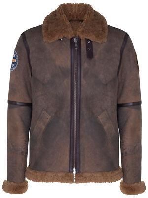 Giacca Da Pilota Aviatore In Pelle Shearling Marrone B3 WW2