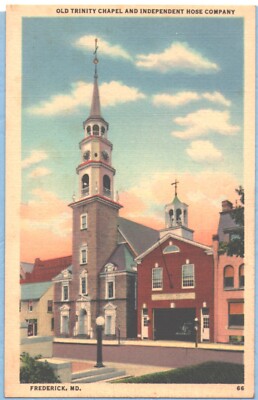 Vintage 1944 Linen pc, Old Trinity Chapel Independent Hose Co, Frederick, MD UNP