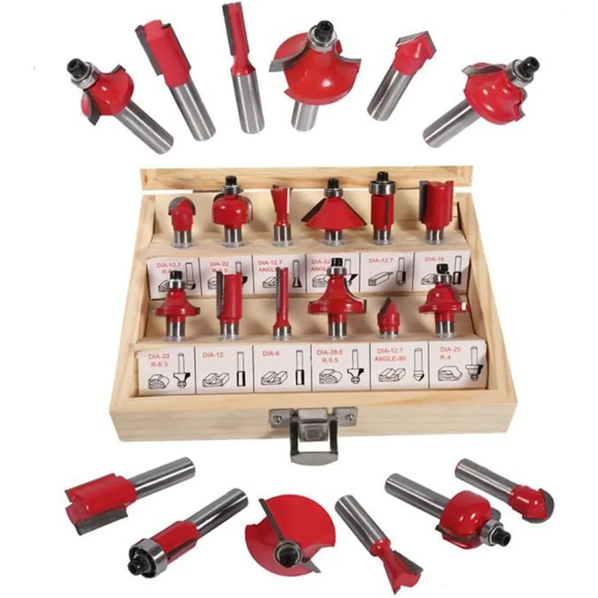 Fraise foret defonceuse carbure 15 Pcs 8 mm rouge pour usinage précis