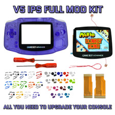 Game Boy Advance GBA V5 IPS LCD Backlight Housing Shell Mod Kit CLEAR PURPLE