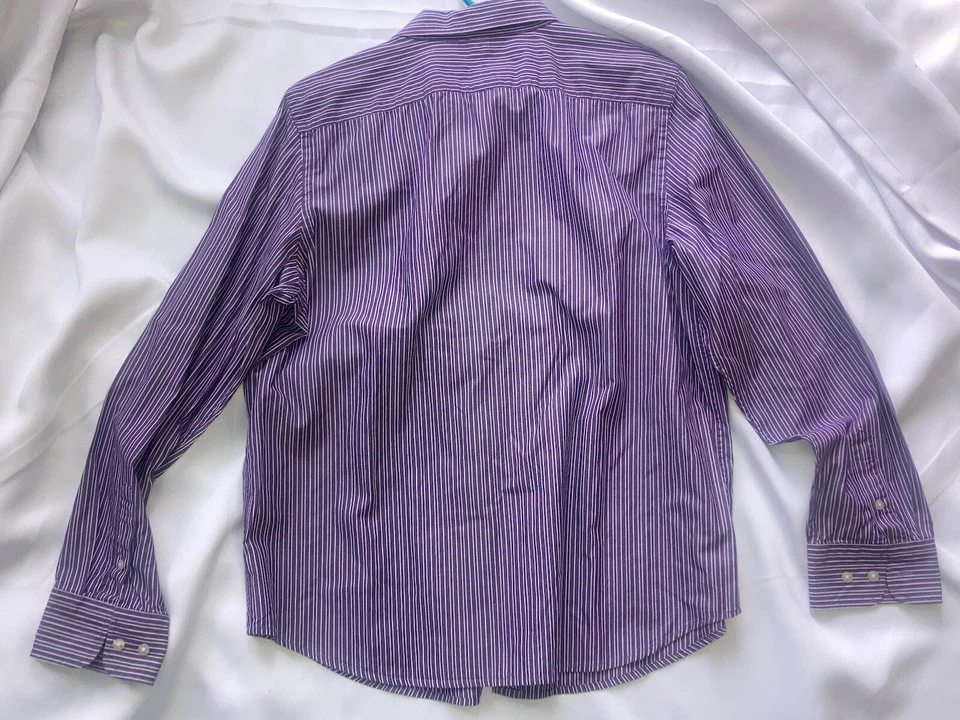 Фиолетовый/синий в полоску 100% хлопок платье рубашка CHAPS молодежи большой - Изображение 4 из 4