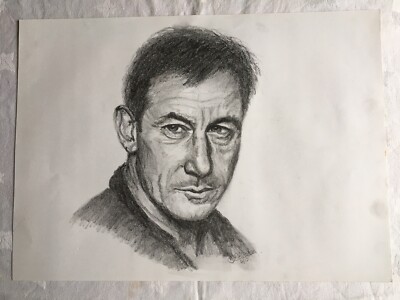 Original Pencil Drawing, mounted, Jason Isaacs, Head And Shoulders.