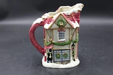 Vintage 1988 Fitz and Floyd Dickens Style Hand Painted Christmas Pitcher