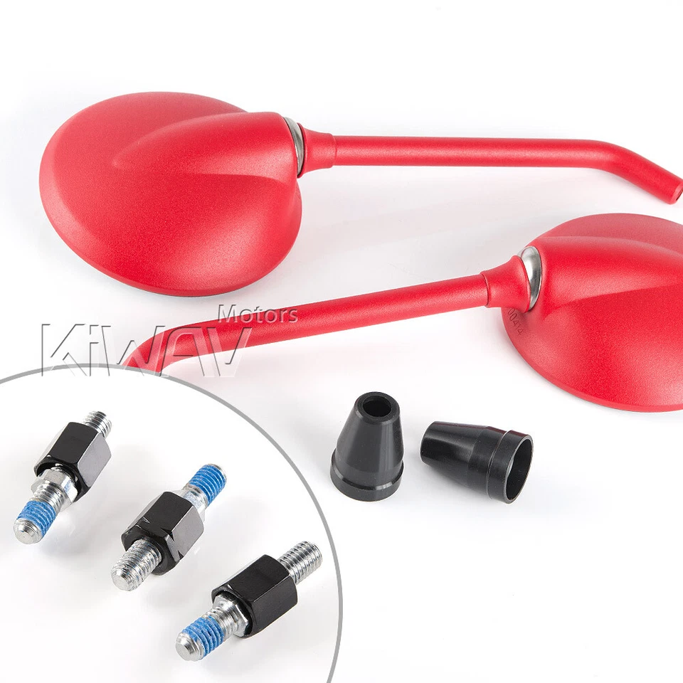 Espejos retrovisores Magazi acero roundie rojo 8mm se adapta a Honda CL72 CL77 CL90 CL100 CL125 Foto 4 de 4