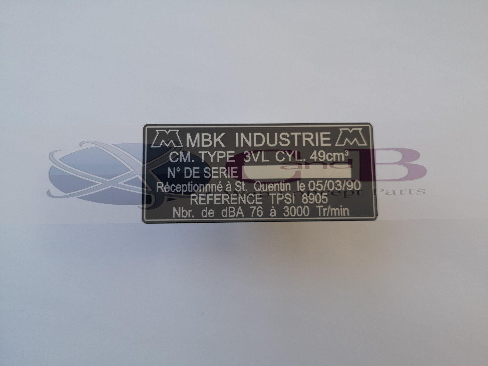 Plaque constructeur MBK CM Type 3 VL châssis cyclo vintage plaque mine aluminium