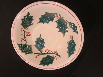 La Primula 10'' Christmas Holly Themed Mixing Bowl Salad Pasta Dish Made In Italy