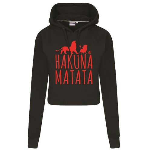 Hakuna Matata NUEVA Top Rey León Broma Damas Crophood Sudadera con Capucha - Imagen 5 de 21