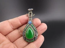 China,old  jade,Collectibles,pure silver, jade jadeite,rare pipa, pendant D036