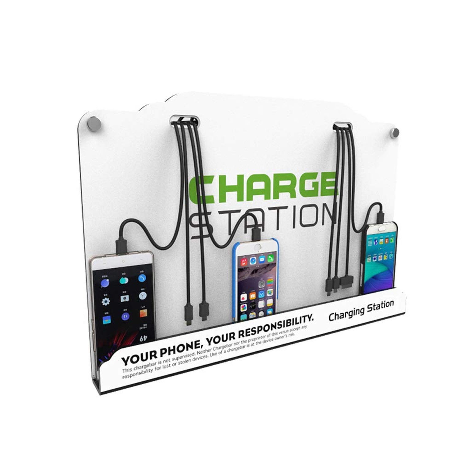 Wall Mounted 8-Port Phone Charging Station with High-Speed Cables for Multiple Devices  