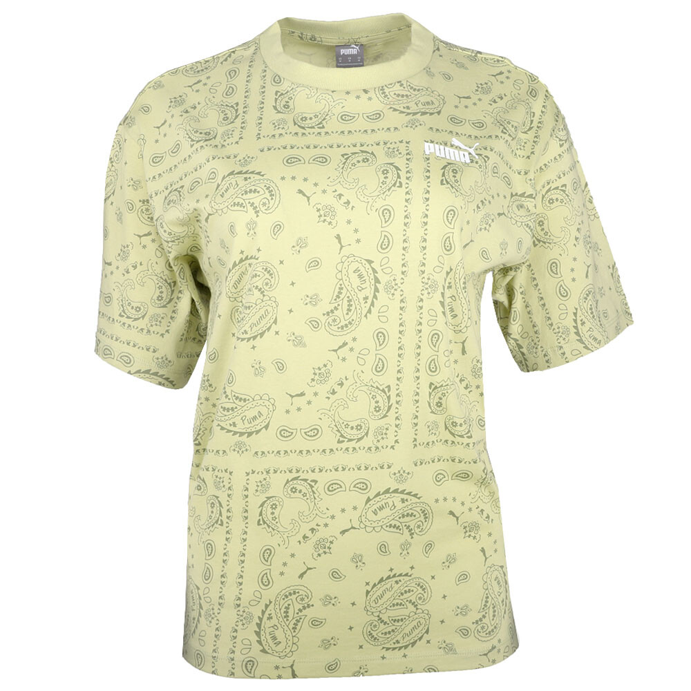 Puma Essentials + футболка с круглым вырезом и коротким рукавом в стиле Пейсли, женские зеленые повседневные топы
