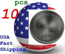 10 pcs X LIR2032 2032 Bulk 3.6V XX Rechargeable LIR Genuine Lithium Battery