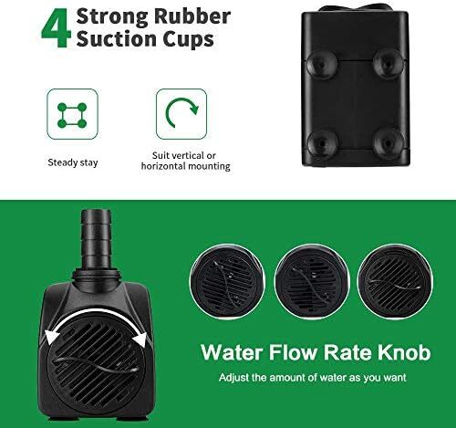 Powcan Water Pump Submersible Water Pump 400Gph 1500L/H Ultra-Quiet 25W Fountai - Bild 4 von 8