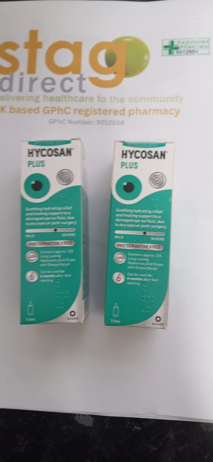 3x Hycosan Plus Preservative-Free Lubricating Eye Drops 7.5ml ** Triple Pack ** - Image 4