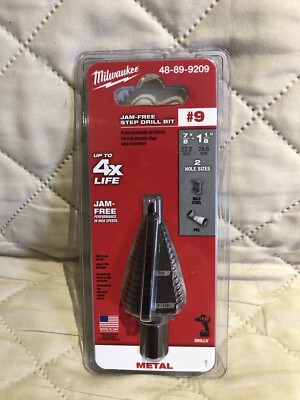 NEW Milwaukee 48-89-9209 Jam Free Step Drill Bit #9 7/8 -1 1/8  SHIPS FREE