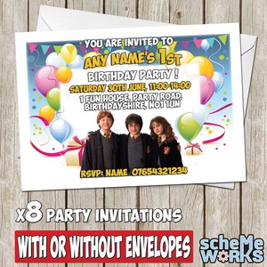 Details About X8 Harry Potter Personalised Birthday Party Invitation Invite A6 Size I027