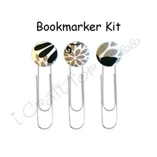 DIY Kit Fabric Covered Button Paper Clips / Book Markers - Makes 3