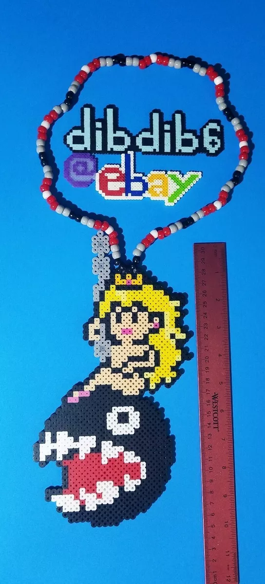 Princess Peach Mario necklace kandi rave perler edm edc PLUR hama melty art