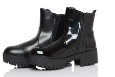 WOMENS LADIES CHELSEA  ANKLE BOOTS CHUNKY PLATFORMS ZIP UP BLOCK HEELS SHOES 3-8