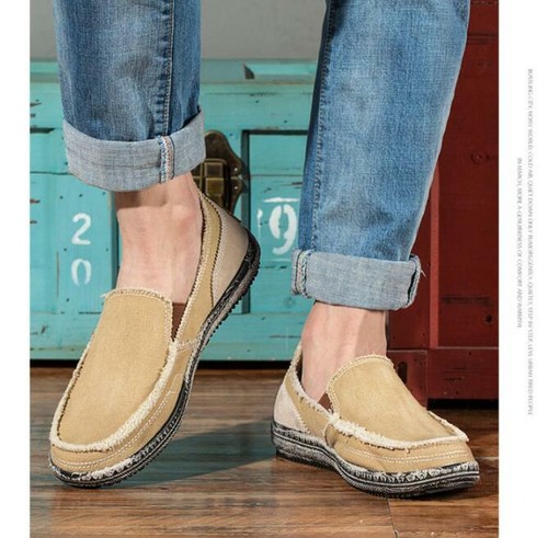Canvas soft -sole youth tide shoes Korean casual summer shoes moccasins loafers - Picture 3 of 12