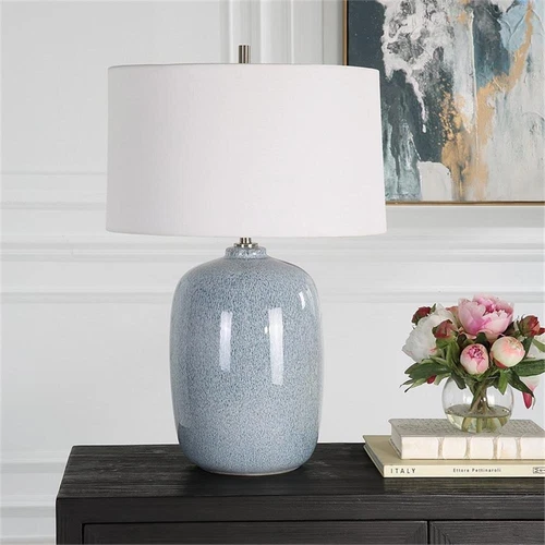 Uttermost Jubilee Coastal Ceramic and Fabric Table Lamp in Blue/Nickel - Picture 7 of 7