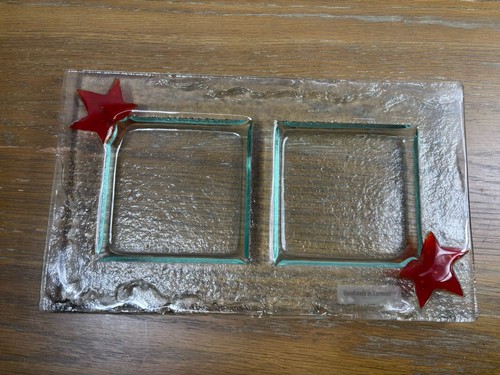 Transparent Fused Glass Serving Dish With Leaves Made In Vermont
