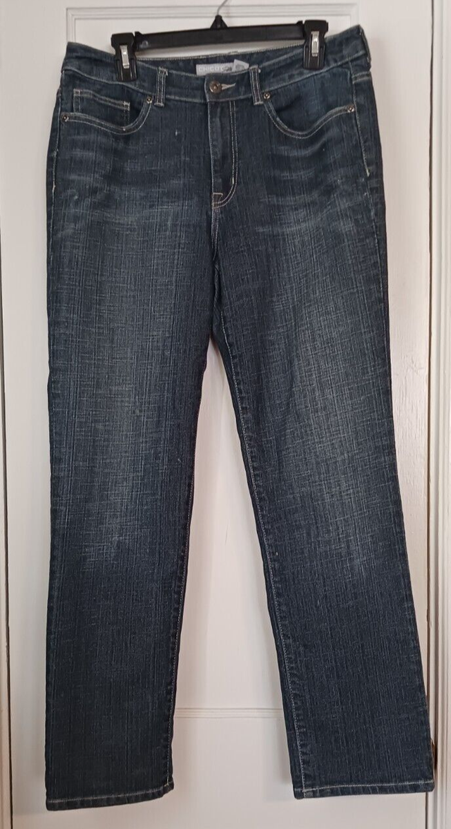 CHICOS Platinum Womens Size 1 Reg (US 8) Straight Leg Jeans 32x30
