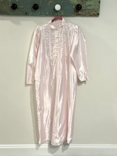 Vtg INTIMATE MOODS Housecoat Robe Gown Lounge Satin Grannycore Pink 80s Medium